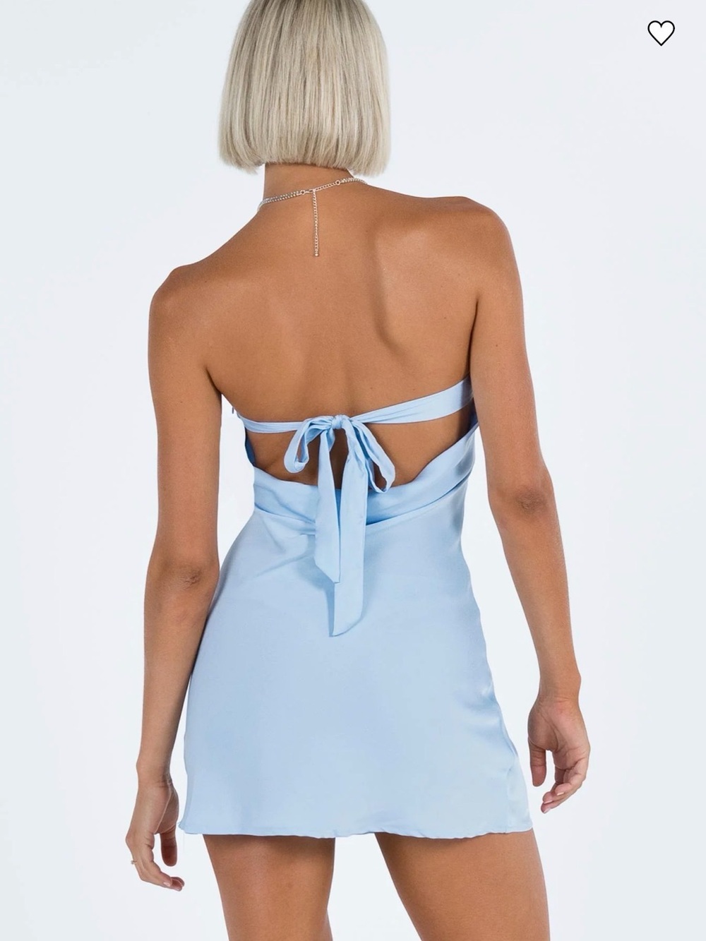 NWT Princess Polly Pale Blue Strapless Satin Back-Tie Mini Dress size 6
